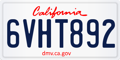 CA license plate 6VHT892