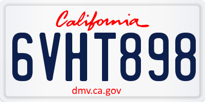 CA license plate 6VHT898