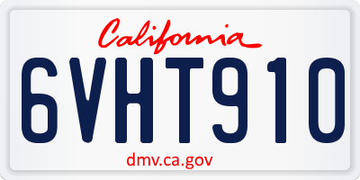 CA license plate 6VHT910