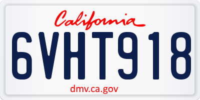 CA license plate 6VHT918