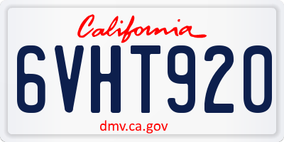 CA license plate 6VHT920