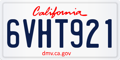 CA license plate 6VHT921