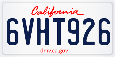 CA license plate 6VHT926