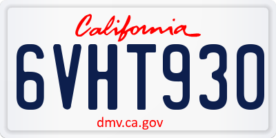 CA license plate 6VHT930
