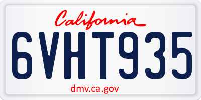 CA license plate 6VHT935