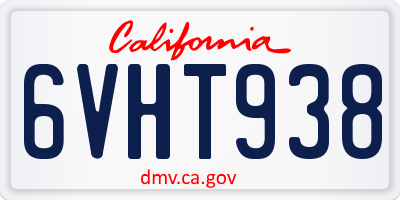 CA license plate 6VHT938