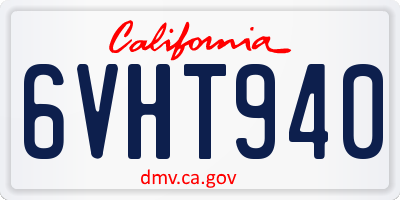 CA license plate 6VHT940