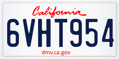 CA license plate 6VHT954