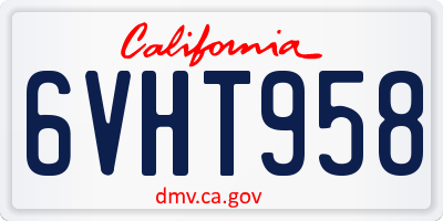 CA license plate 6VHT958