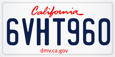 CA license plate 6VHT960