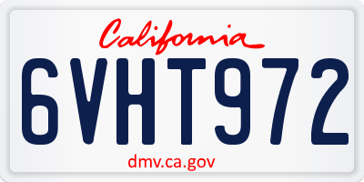 CA license plate 6VHT972