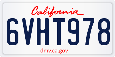 CA license plate 6VHT978