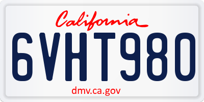CA license plate 6VHT980