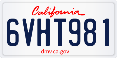 CA license plate 6VHT981