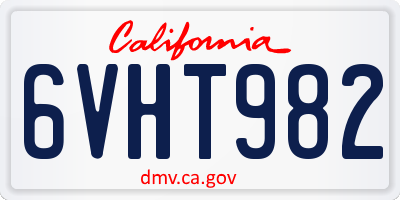 CA license plate 6VHT982