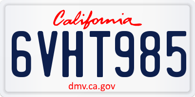 CA license plate 6VHT985