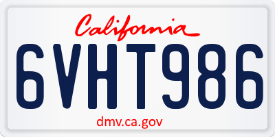 CA license plate 6VHT986