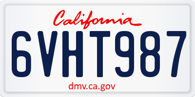 CA license plate 6VHT987