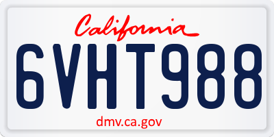 CA license plate 6VHT988