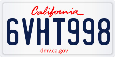 CA license plate 6VHT998