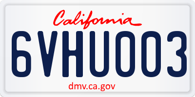 CA license plate 6VHU003