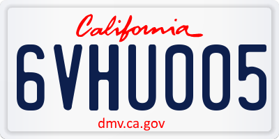 CA license plate 6VHU005