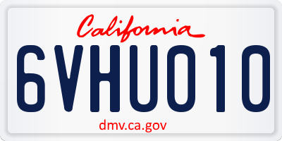 CA license plate 6VHU010