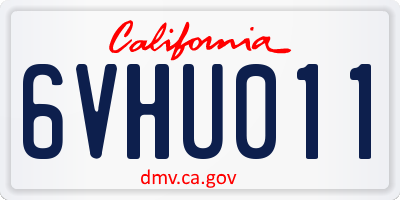 CA license plate 6VHU011