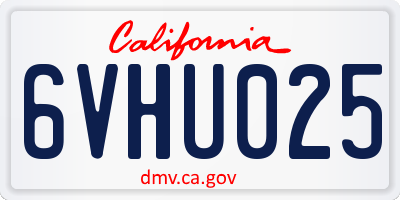 CA license plate 6VHU025