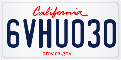 CA license plate 6VHU030