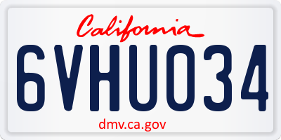 CA license plate 6VHU034
