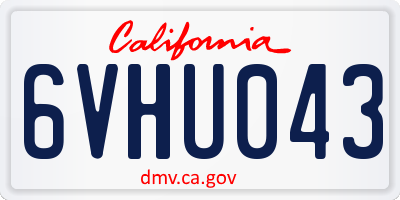 CA license plate 6VHU043