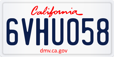CA license plate 6VHU058