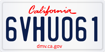 CA license plate 6VHU061