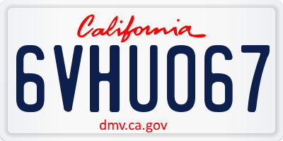 CA license plate 6VHU067