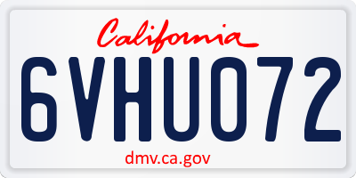 CA license plate 6VHU072