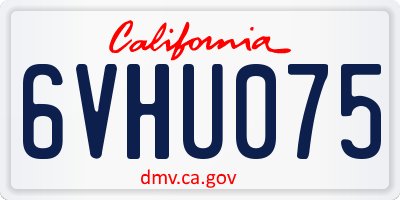 CA license plate 6VHU075