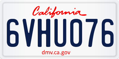 CA license plate 6VHU076