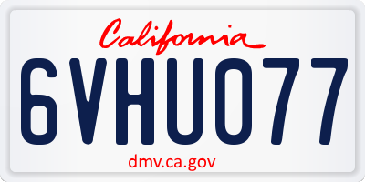 CA license plate 6VHU077