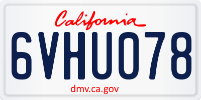 CA license plate 6VHU078