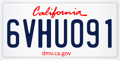 CA license plate 6VHU091