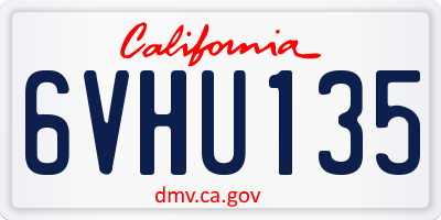 CA license plate 6VHU135