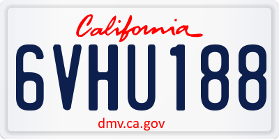 CA license plate 6VHU188