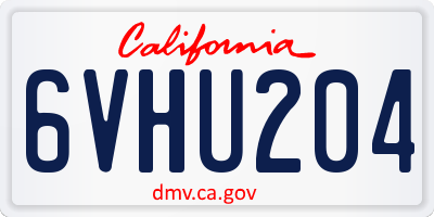 CA license plate 6VHU204