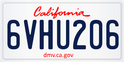 CA license plate 6VHU206