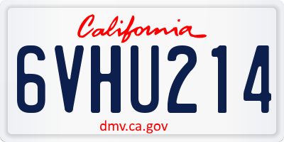 CA license plate 6VHU214