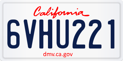 CA license plate 6VHU221