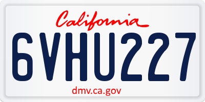 CA license plate 6VHU227