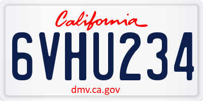 CA license plate 6VHU234