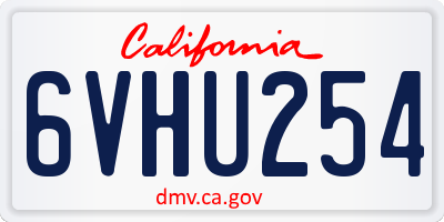 CA license plate 6VHU254
